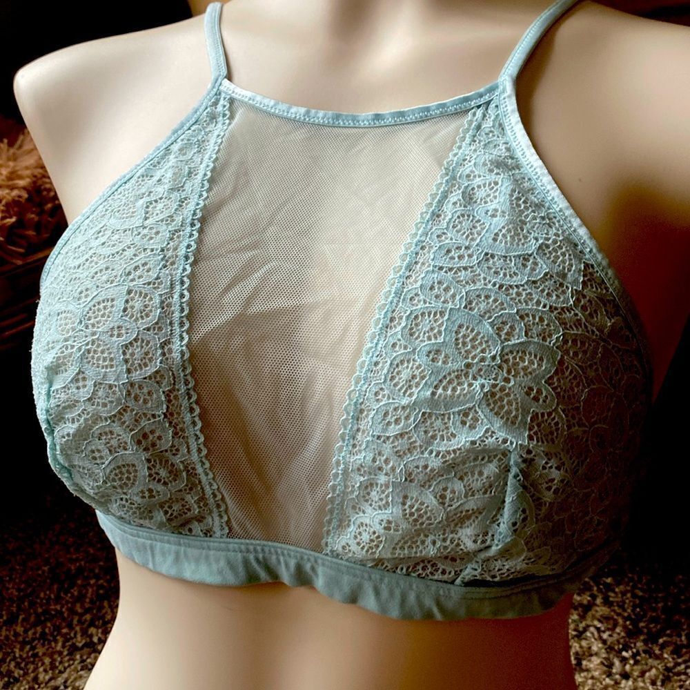 Victoria’s Secret High Neck Dream Angels Bra Lace Seafoam Medium